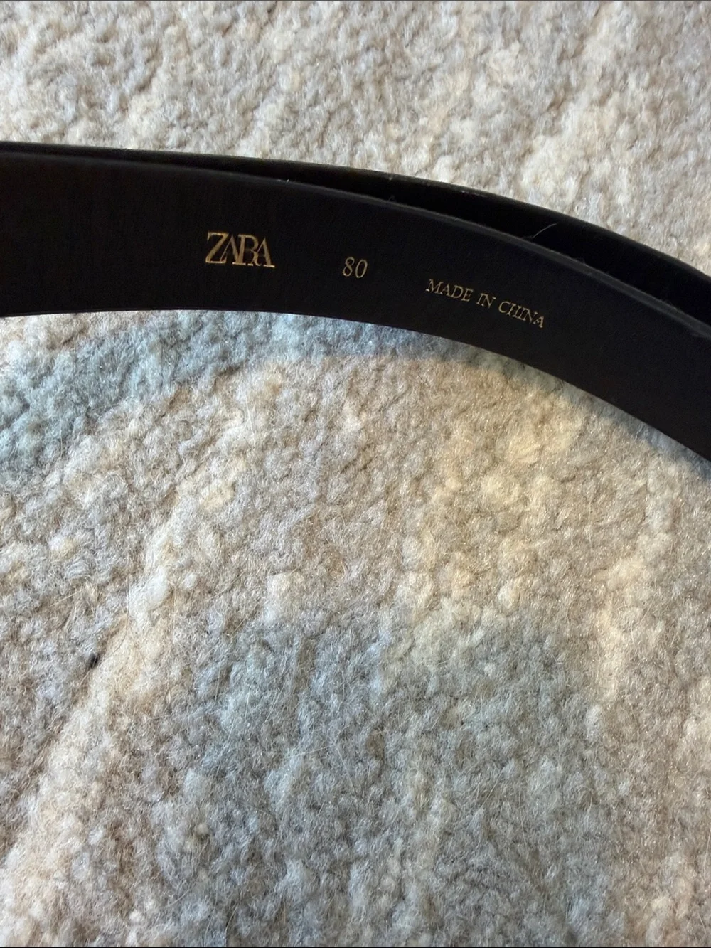 Zara Black Velvet Belt with Gold Geometric Buckle